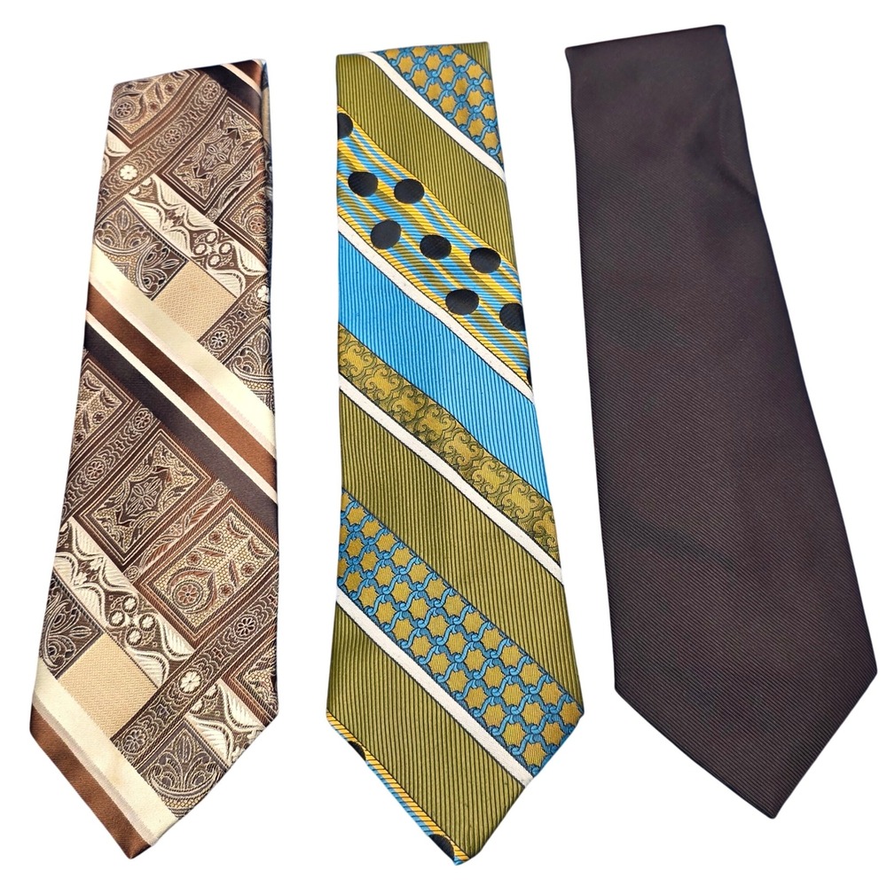 CLEARANCE 💲6️⃣ 70s‎ Neckties Geometric Blue Stripe Brown Solid Polyester